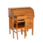 Vintage Oak Child Roll Top Desk with Chair - Image 2