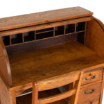 Vintage Oak Child Roll Top Desk with Chair - Image 4