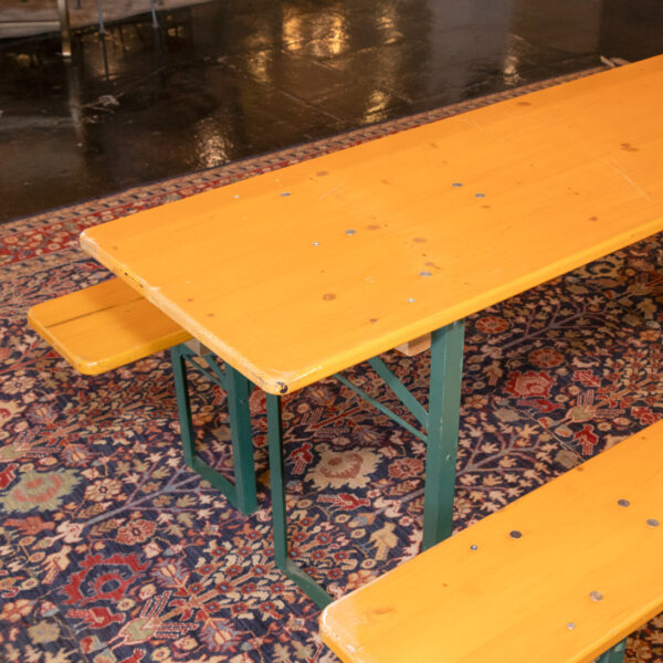 Vintage German Beer Table with Benches - Image 4