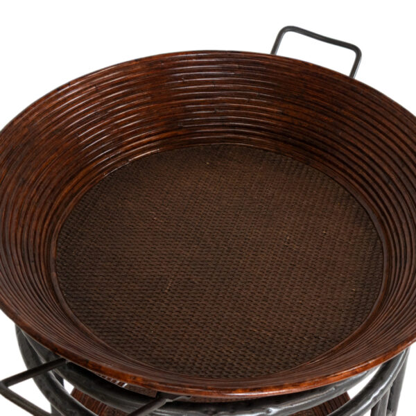 Vintage Wrought Iron and Rattan Tray Table - Image 2