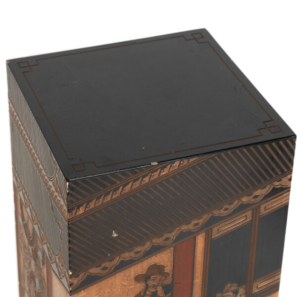 Black Lacquer Chinoiserie Style Pedestal - Image 2