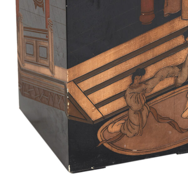 Black Lacquer Chinoiserie Style Pedestal - Image 4
