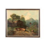 Original Oil Pastoral Landscape in Wood Frame