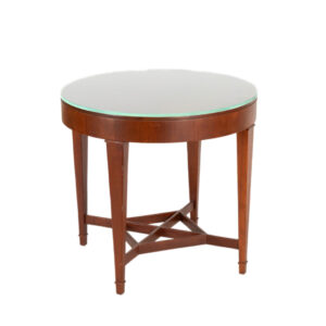 Round Accent Table with Glass Top in Cherry Finish