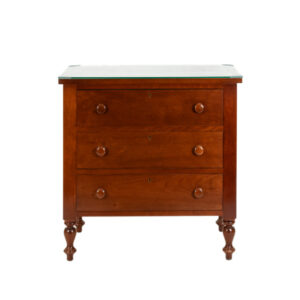 Traditional Three Drawer Nightstand with Glass Top