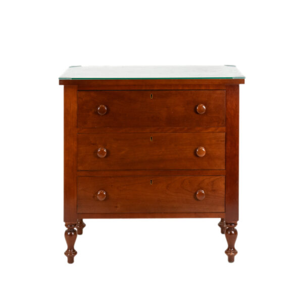 Traditional Three Drawer Nightstand with Glass Top - Image 1