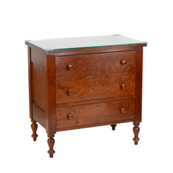 Traditional Three Drawer Nightstand with Glass Top - Image 2