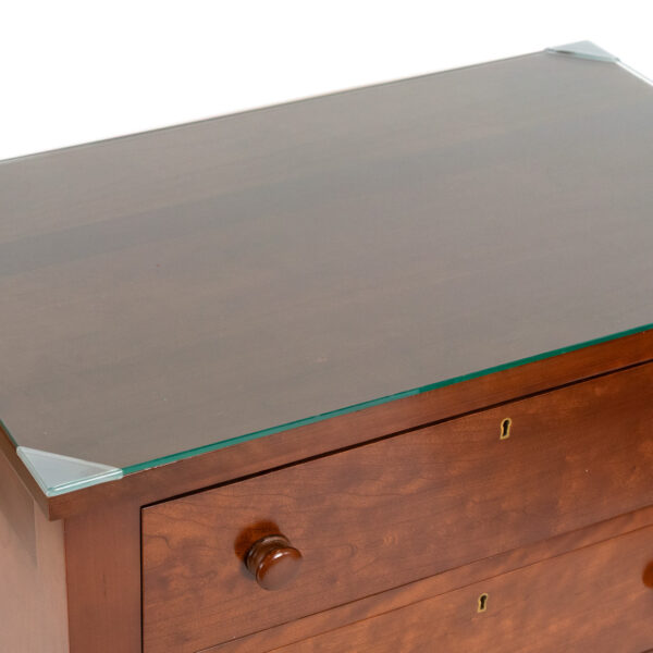 Traditional Three Drawer Nightstand with Glass Top - Image 3
