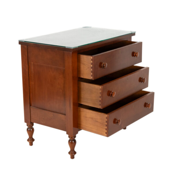 Traditional Three Drawer Nightstand with Glass Top - Image 5
