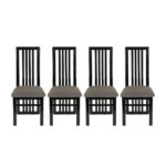 Set of 4 Postmodern Slat Back Dining Chairs in Black Lacquer