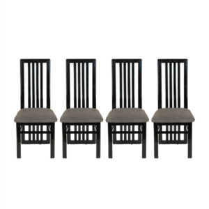 Set of 4 Postmodern Slat Back Dining Chairs in Black Lacquer