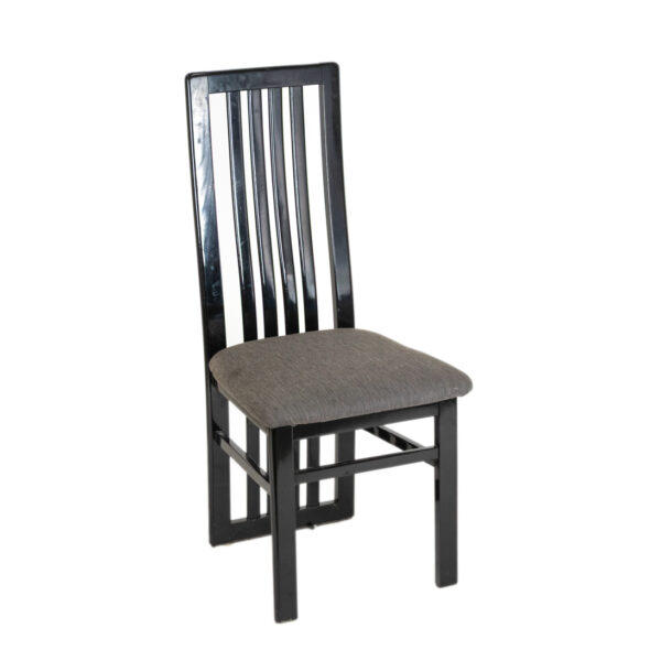 Set of 4 Postmodern Slat Back Dining Chairs in Black Lacquer - Image 2