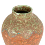 Antiqued Ceramic Urn with Lid on Hairpin Metal Stand - Image 3