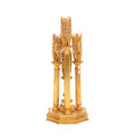 Vintage Gothic Revival Bohemian Gilded Brass Tower Table Lamp with Orange Crystal Drops