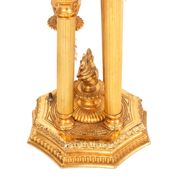 Vintage Gothic Revival Bohemian Gilded Brass Tower Table Lamp with Orange Crystal Drops - Image 5