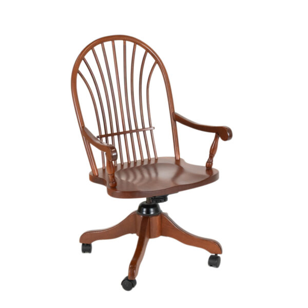 Amish Made Cherry Windsor Back Desk Chair - Image 2