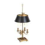 Vintage CHAPMAN Brass 4 Arm Candlestick Lamp with Black Metal Shade