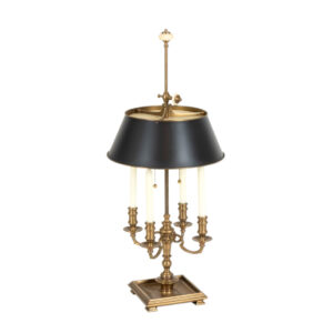 Vintage CHAPMAN Brass 4 Arm Candlestick Lamp with Black Metal Shade