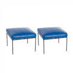 Vintage Pair of Paul McCobb Iron and Vinyl Stools