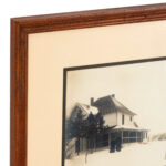 Antique Black and White Print of a Couple and Snowy Farmhouse - Image 3
