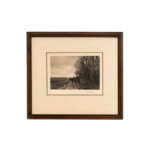Signed Black and White Lithograph of Horse Drawn Carriage