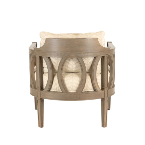 BERNHARDT Gray Washed Wood Framed Barrel Back Accent Chair - Image 7