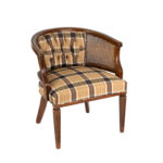 Vintage HENREDON Barrel Back Chair with Plaid Upholstery - Image 2
