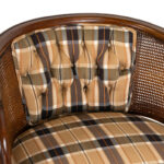 Vintage HENREDON Barrel Back Chair with Plaid Upholstery - Image 3