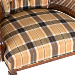 Vintage HENREDON Barrel Back Chair with Plaid Upholstery - Image 4