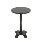 Pedestal Accent Table with Scroll Feet in Black Finish