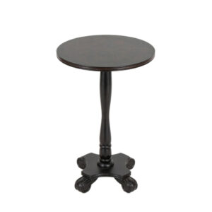 Pedestal Accent Table with Scroll Feet in Black Finish