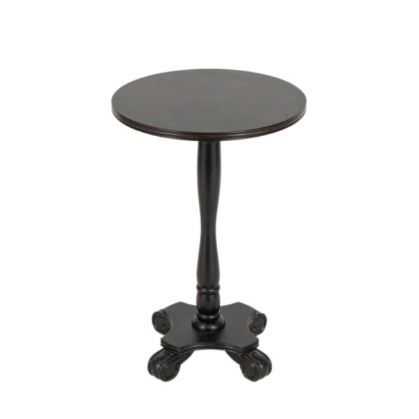 Pedestal Accent Table with Scroll Feet in Black Finish - Image 1