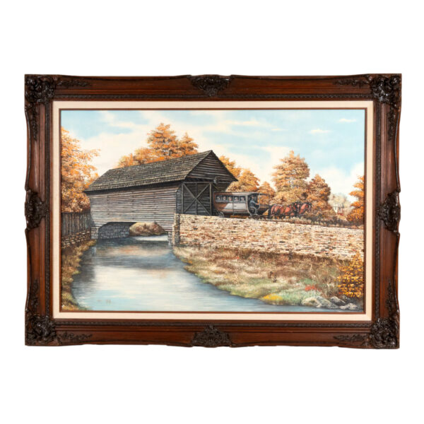 ANTAL SERENCES “Ackley Covered Bridge” Original Oil - Image 1