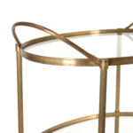 Vintage Three Tier Oval Brass and Glass Bar Cart - Image 2