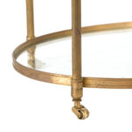 Vintage Three Tier Oval Brass and Glass Bar Cart - Image 3