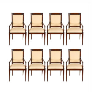 Set of 8 HENREDON Empire Style Dining Chairs with Cream Upholstery