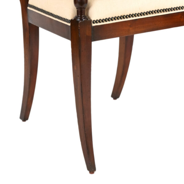 Set of 8 HENREDON Empire Style Dining Chairs with Cream Upholstery - Image 4