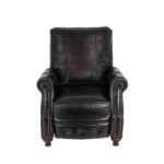 ARHAUS Brown Leather Recliner with Button Tufted Footrest