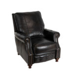 ARHAUS Brown Leather Recliner with Button Tufted Footrest - Image 4