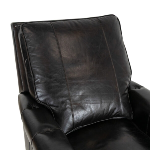 ARHAUS Brown Leather Recliner with Button Tufted Footrest - Image 7