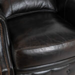 ARHAUS Brown Leather Recliner with Button Tufted Footrest - Image 8