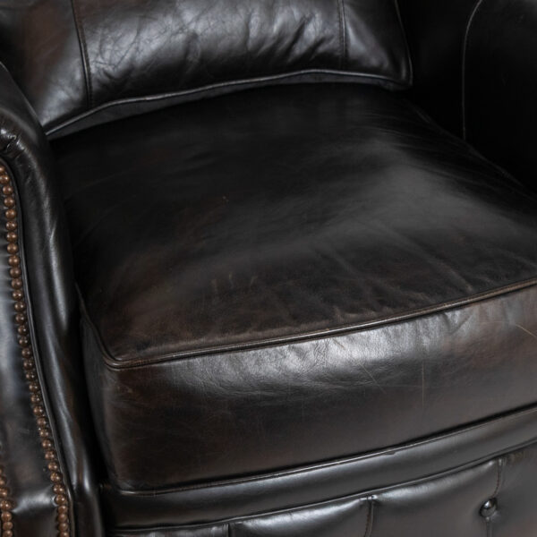 ARHAUS Brown Leather Recliner with Button Tufted Footrest - Image 8
