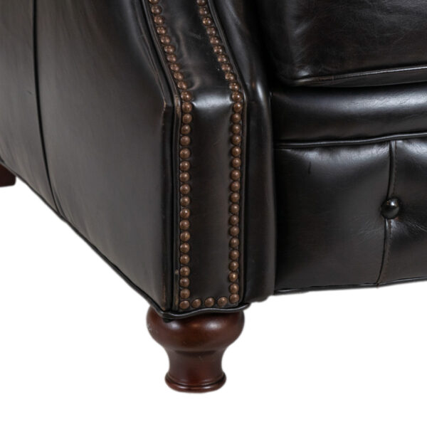 ARHAUS Brown Leather Recliner with Button Tufted Footrest - Image 9