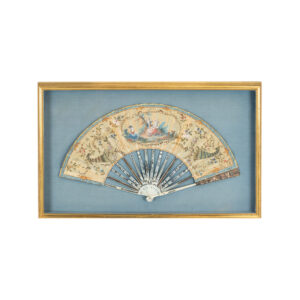 Framed Victorian Hand Painted Fan of Three Children