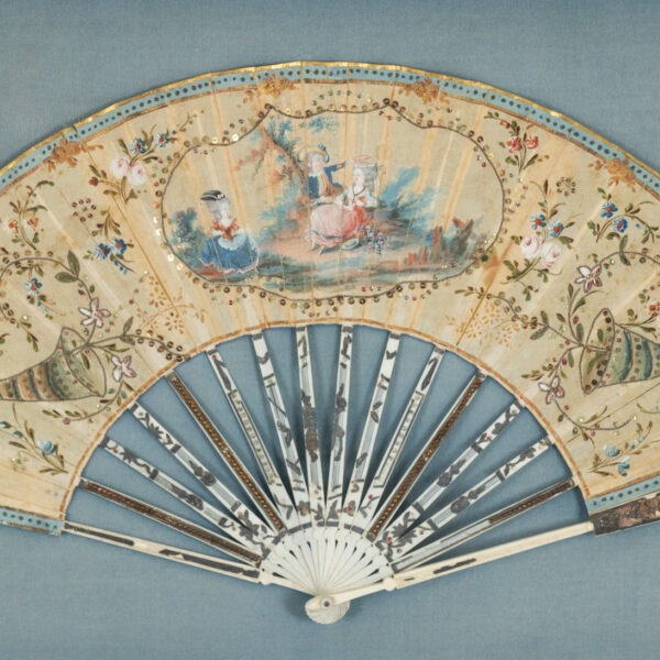 Framed Victorian Hand Painted Fan of Three Children - Image 3