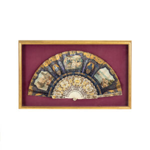 Framed Victorian Hand Painted Fan of Various Scenes