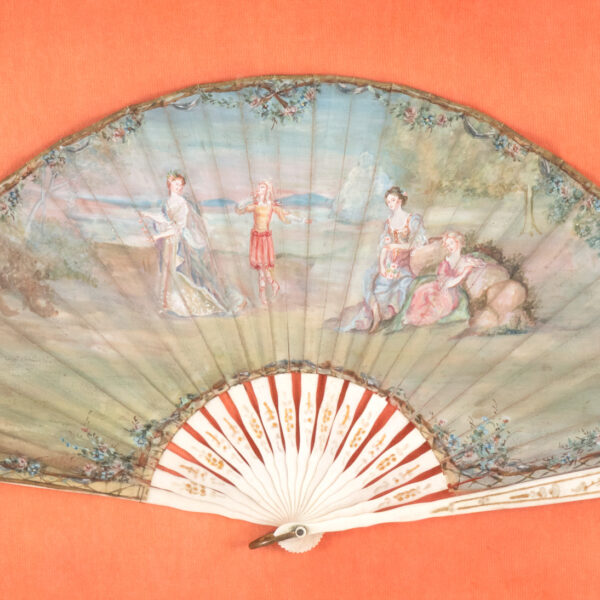 Framed Victorian Hand Painted Fan with Four Figures - Image 2
