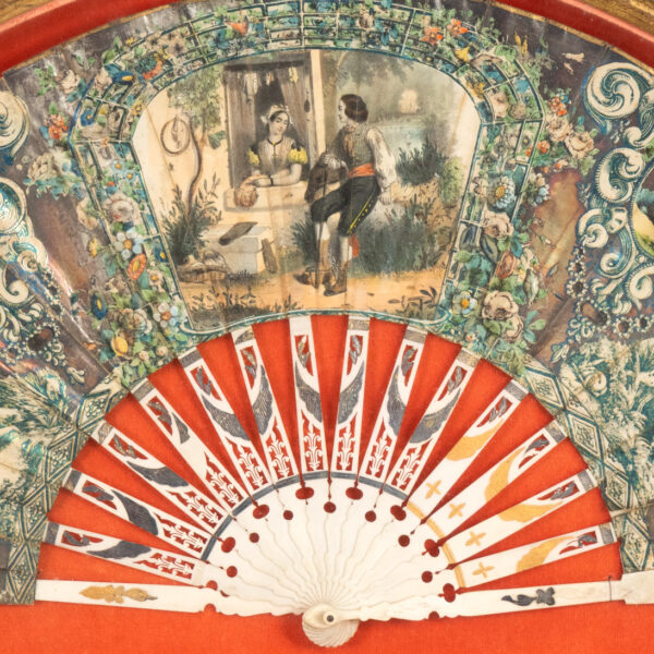 Victorian Hand Painted Fan in Arched Frame - Image 2