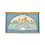 Framed Victorian Hand Painted Fan with Five Figures