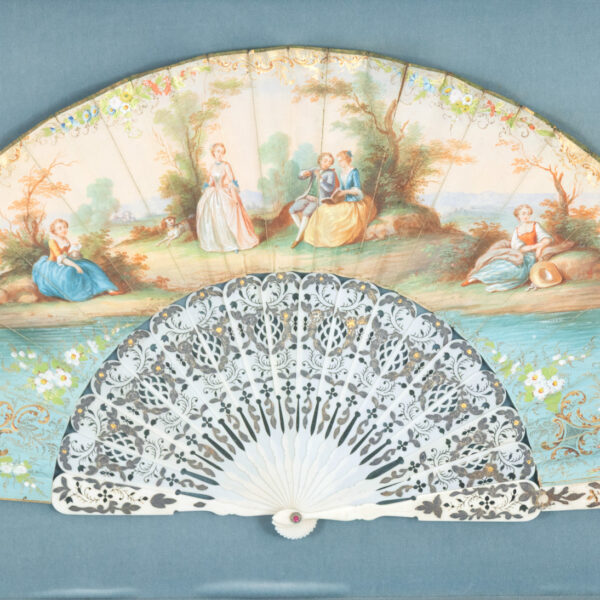 Framed Victorian Hand Painted Fan with Five Figures - Image 2